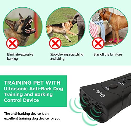 Dispositivo de ultrasonido para adiestramiento de Brellavi, dispositivo antiladridos para perros, entrenador electrónico para caminar, trotar y evitar comportamientos agresivos, portátil y manual