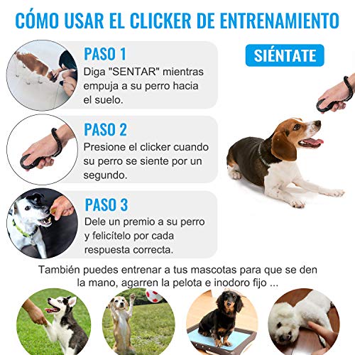 Diyife Clicker para Adiestramiento Perro, 3 Piezas, Multicolor con Correa para la Muñeca para Perro Gato Caballo