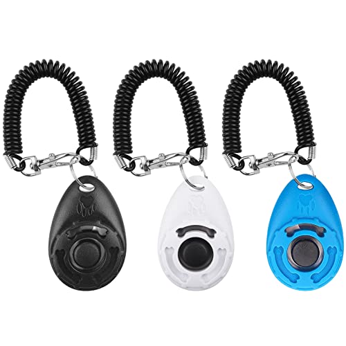 Diyife Clicker para Adiestramiento Perro, 3 Piezas, Multicolor con Correa para la Muñeca para Perro Gato Caballo