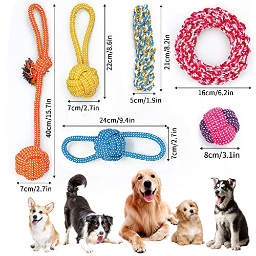 Docatgo Juguetes para Perros, Masticar Interactivos，Hecha de Algodón y Cuerda de Nylon Seguro Sano Juguete Interactuar Adecuado para Medianos Juguetes Perros（6 Piezas）