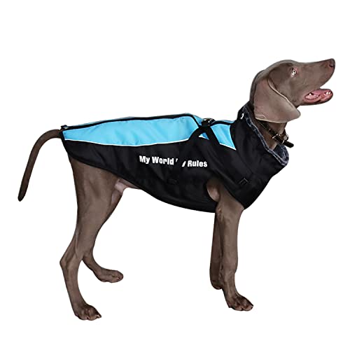 Dociote Abrigo para Perro con Arnes - Reflectante de Invierno Chaqueta Ropa con Forro Polar para Perros medianos y Grandes Azul 6XL