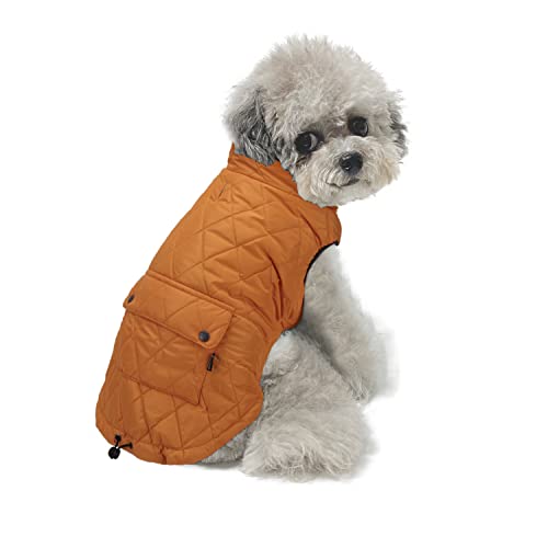 Dociote Abrigo para Perros pequeños, Invierno de Perro Ropa Forro Polar Chaqueta para Perros pequeños Cachorro Mascota Naranja XL