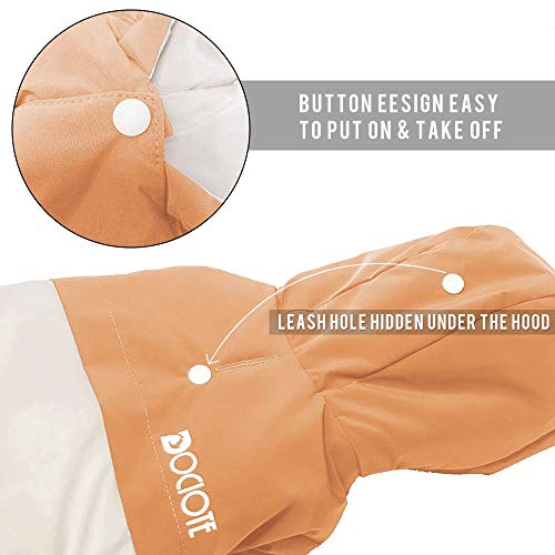 Dociote Abrigo para Perros pequeños, Perro Ropa para Invierno con Capucha Forro Polar Chaqueta para Perros pequeños Cachorro Mascota Naranja M