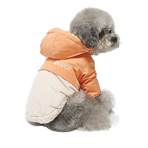 Dociote Abrigo para Perros pequeños, Perro Ropa para Invierno con Capucha Forro Polar Chaqueta para Perros pequeños Cachorro Mascota Naranja M