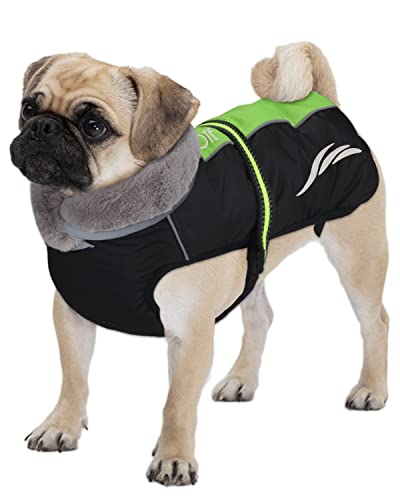 Dociote Abrigo para Perros pequeños y medianos Invierno Ropa Impermeable y Orificio Reflectante Chaquetas con Orificio Verde M