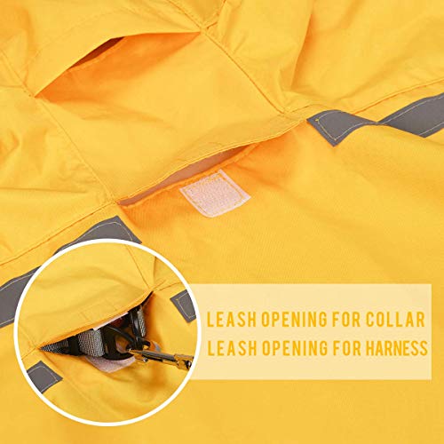 Dociote Impermeable para Perros Grande Ajustable Respirante Capa de Lluvia Chubasquero con Capucha & Collar Agujero para Mascotas Perro Mediano Grande PU Amarillo Amarillo 5XL