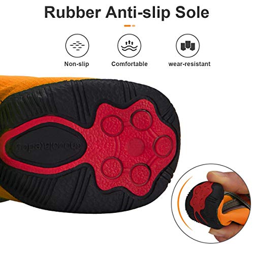 Dociote Zapatos para Perro, 4Pcs Antideslizante Botas con Correas Resistente, Impermeables Protectores de Patas para Perros pequeños y Medianos Naranja 5#