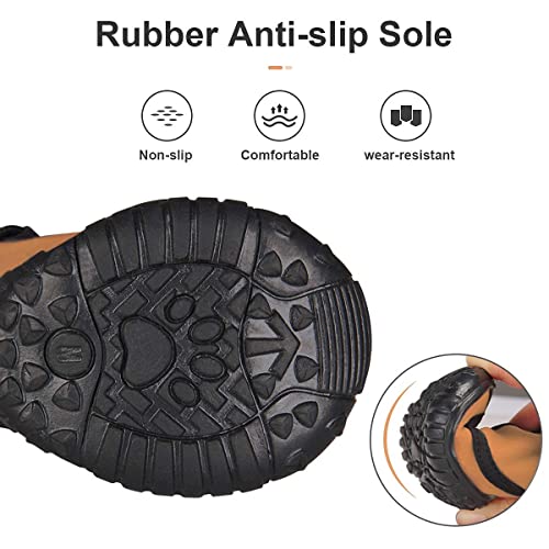 Dociote Zapatos para Perros, 4Pcs Antideslizante Botas con Correas Resistente, Impermeables Protectores de Patas para Perros Medianos y Grandes Naranja M