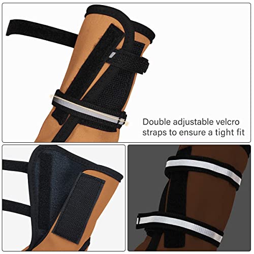 Dociote Zapatos para Perros, 4Pcs Antideslizante Botas con Correas Resistente, Impermeables Protectores de Patas para Perros Medianos y Grandes Naranja XL