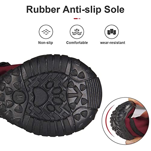 Dociote Zapatos para Perros, 4Pcs Antideslizante Botas con Correas Resistente, Impermeables Protectores de Patas para Perros Medianos y Grandes Rojo XL