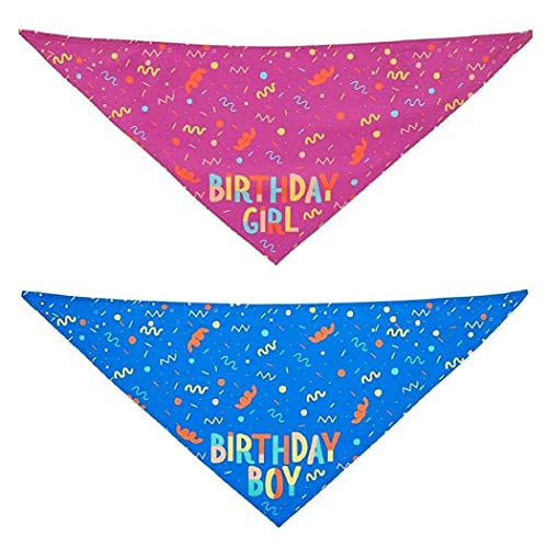 Dog Birthday Bandana Scarf Happy Birthday Triangle Cotton Dog Scarf with Cute Party Hat for Pet Puppy Cat Birthday Party Supplies Decorations Birthday Outfit,Purple