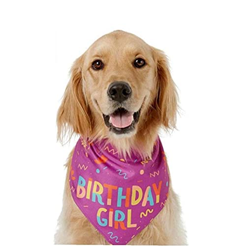 Dog Birthday Bandana Scarf Happy Birthday Triangle Cotton Dog Scarf with Cute Party Hat for Pet Puppy Cat Birthday Party Supplies Decorations Birthday Outfit,Purple