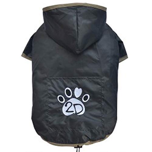 Doggy Dolly Lluvia abrigo negro de huellas Carlino, Bulldog