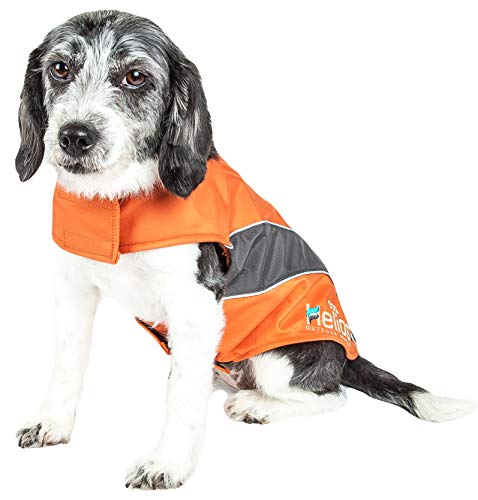 DogHelios Octane Softshell - Chaqueta Reflectante de Neopreno Satinado para Perro con tecnología Blackshark, Naranja, Gris, SM