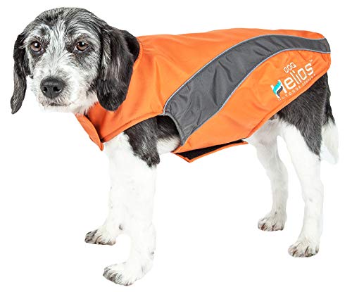 DogHelios Octane Softshell - Chaqueta Reflectante de Neopreno Satinado para Perro con tecnología Blackshark, Naranja, Gris, SM