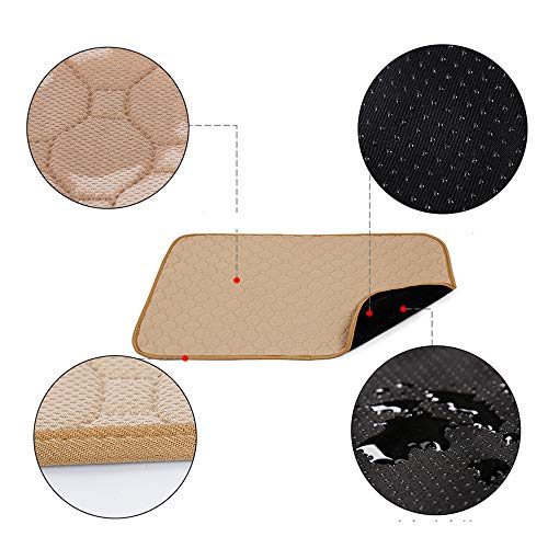 Doglemi Almohadillas de entrenamiento lavables para perros, reutilizables, de 4 capas, de absorción rápida, lavable, alfombrilla de entrenamiento con parte inferior antideslizante,67 x 50 cm (beige)