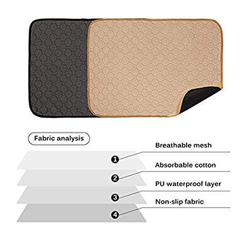 Doglemi Almohadillas de entrenamiento lavables para perros, reutilizables, de 4 capas, de absorción rápida, lavable, alfombrilla de entrenamiento con parte inferior antideslizante,67 x 50 cm (beige)