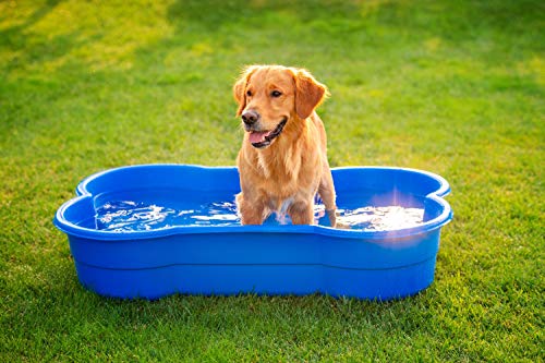 DogsLand Piscina para perros en forma de hueso, 120 cm, azul, para perros grandes y pequeños, resistente a mordeduras y garras, resistente a los rayos UV, 100% fabricado en Alemania