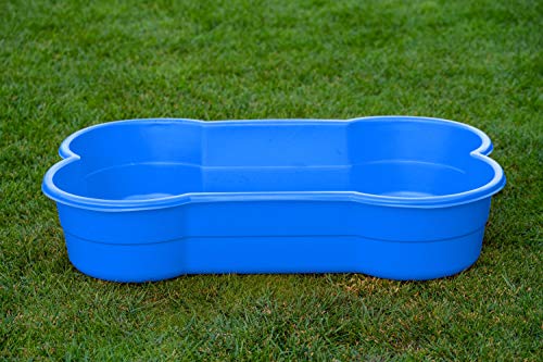 DogsLand Piscina para perros en forma de hueso, 120 cm, azul, para perros grandes y pequeños, resistente a mordeduras y garras, resistente a los rayos UV, 100% fabricado en Alemania