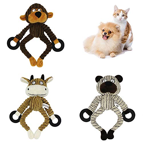 dontdo Juguete de peluche para perros y gatos que muerden y hacen ruido para mascotas, perros, gatos, lindo osito de ganado, mono de peluche, chirriante, interactivo, juguete para morderse