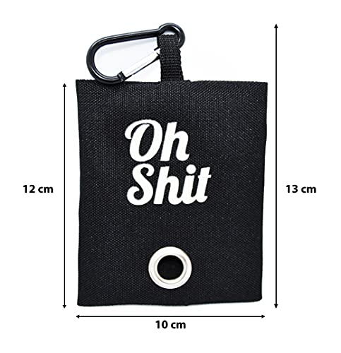 DOOSTY Dispensador de Bolsas de Caca para Perro 'Oh Shit'- Dispensador para Guardar Bolsas de Caca de Perro- Los Mejores Accesorios para Perros- Guarda Bolsas para excrementos para Perros (Negro)