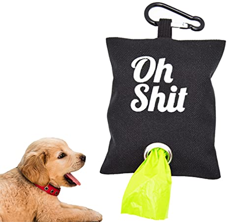 DOOSTY Dispensador de Bolsas de Caca para Perro 'Oh Shit'- Dispensador para Guardar Bolsas de Caca de Perro- Los Mejores Accesorios para Perros- Guarda Bolsas para excrementos para Perros (Negro)