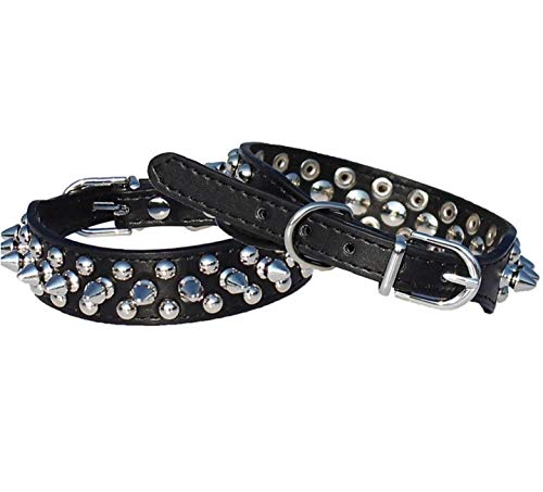 Dorime 11 de enero al 13"impulsó los Collares de Perro de Cuero Grapa de 7/8" de Ancho pequeños Perros pequeños y Cachorros/X (Negro, L: 11-13 Cuello)