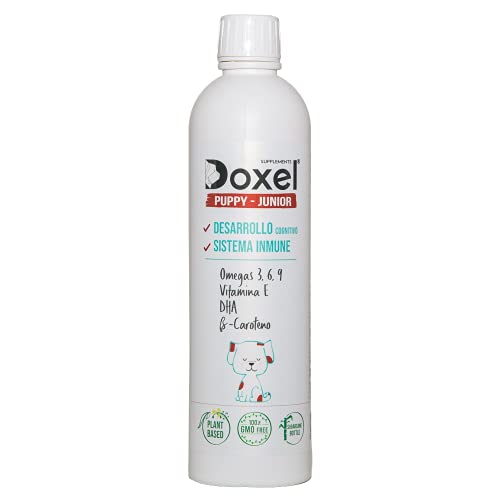 Doxel Puppy Junior 115ml| Aceite para Perros Cachorros| Suplemento| Refuerza Sistema Inmunitario| Previene Problemas Piel y Pelo | Omega 3 6 9| Vitaminas y antioxidante