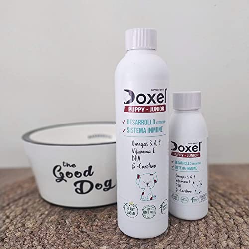 Doxel Puppy Junior 115ml| Aceite para Perros Cachorros| Suplemento| Refuerza Sistema Inmunitario| Previene Problemas Piel y Pelo | Omega 3 6 9| Vitaminas y antioxidante