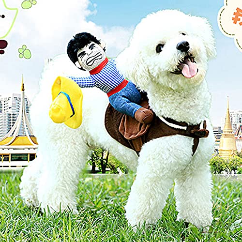 Dracol Divertido disfraz de perro para Halloween, chaleco de cowboy, jinete de vaquero, ropa de perrito, gato miez, caballero para fiesta de cumpleaños, cosplay