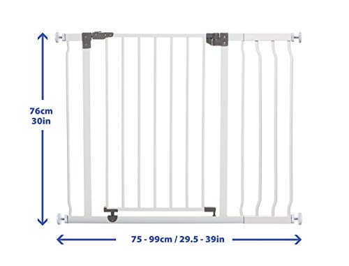 Dreambaby Liberty - Juego de puerta de seguridad (1 puerta + 1 extensión para 75 cm x 99 cm), color blanco