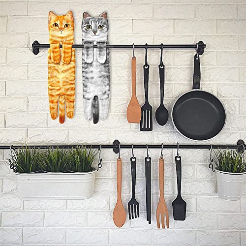 DRXX Toallas de Manos Divertidas para Gatos - Decoración de Gatos Toallas para Colgar en la Cocina - Toalla para Limpiar Las Manos con Forma de Gato Entero - Bonitos Regalos Decorativos para Gatos