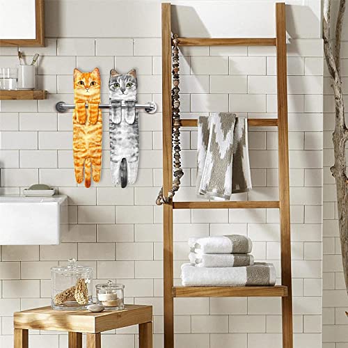 DRXX Toallas de Manos Divertidas para Gatos - Decoración de Gatos Toallas para Colgar en la Cocina - Toalla para Limpiar Las Manos con Forma de Gato Entero - Bonitos Regalos Decorativos para Gatos