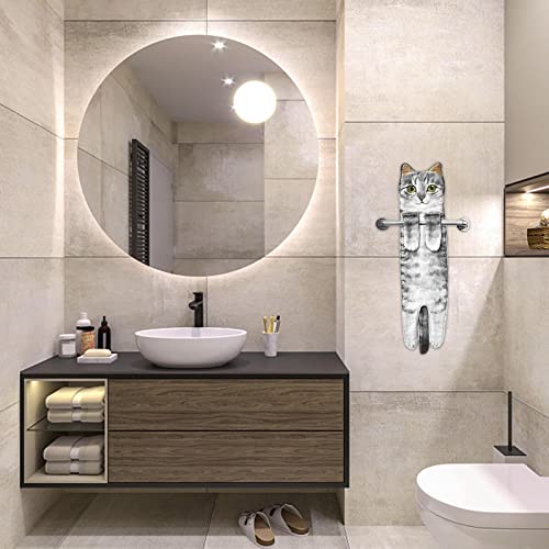 DRXX Toallas de Manos Divertidas para Gatos - Decoración de Gatos Toallas para Colgar en la Cocina - Toalla para Limpiar Las Manos con Forma de Gato Entero - Bonitos Regalos Decorativos para Gatos