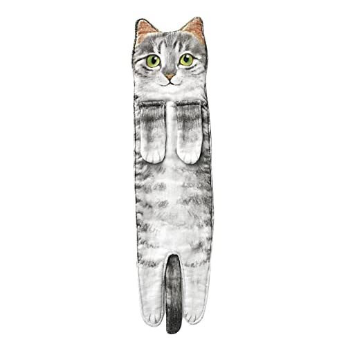 DRXX Toallas de Manos Divertidas para Gatos - Decoración de Gatos Toallas para Colgar en la Cocina - Toalla para Limpiar Las Manos con Forma de Gato Entero - Bonitos Regalos Decorativos para Gatos