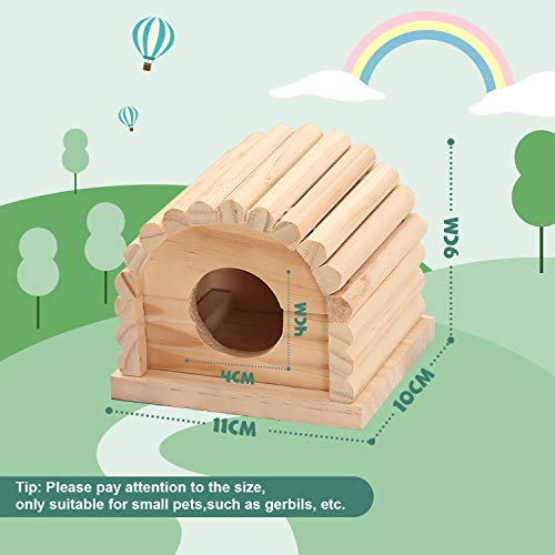 DUANY STORE Mini casa de hámster de madera, 11 x 10 x 9 cm, hábitat de anidación de animales pequeños, casa de hámster de madera, juguetes masticables