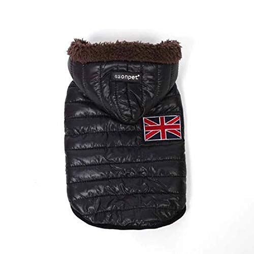 Ducomi Alaska – Chaqueta para Perro Impermeable con Capucha – Chaqueta de Invierno para Perros de Talla pequeña – Chaqueta Acolchada con Interior de Forro Polar y Cierre con Botones (Negro, XS)