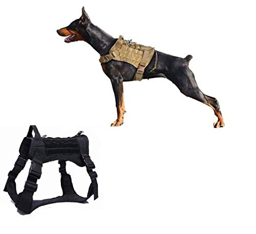 Ducomi Arnés Táctico Militar para Perro K9, Perros de Entrenamiento y de Trabajo - Arnés Chaleco para Perros Medianos, Grandes, Pastor Alemán, Pitbull, Rottweiler (Black, XL)