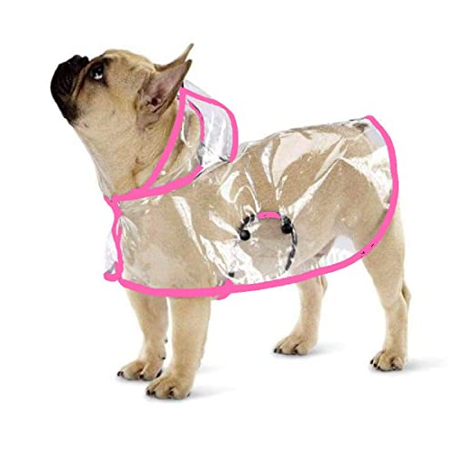 Ducomi Dogalize - Abrigo impermeable para perro con capucha de nailon transparente - Abrigo impermeable Poncho para perros de talla pequeña y mediana - Capa de lluvia impermeable - Capa (Hot Pink, S)