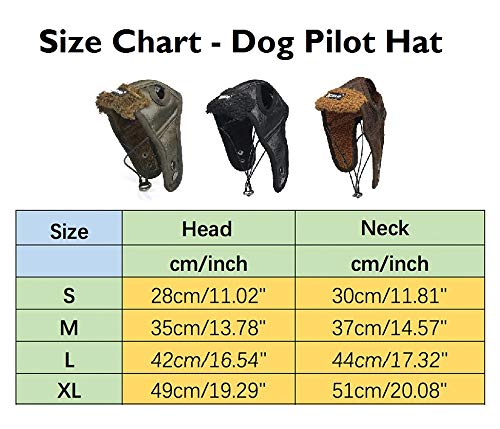 Ducomi Gorro piloto para perro – Gorro Aviador de piel – Accesorio disfraz para carnaval, Halloween y fiestas – Revestimiento de suave y cálido pelo – Regalos para perros (Olive, XL)