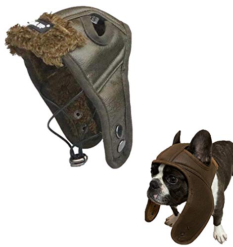 Ducomi Gorro piloto para perro – Gorro Aviador de piel – Accesorio disfraz para carnaval, Halloween y fiestas – Revestimiento de suave y cálido pelo – Regalos para perros (Olive, XL)