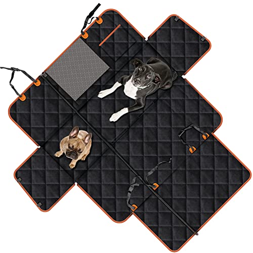 Duke Funda Perro Coche | Protector Universal Impermeable de Mascotas para Asiento Trasero y Maletero de Coche | Cubierta Asiento Acabado Premium Acolchada con Rejilla para Pasar el Aire