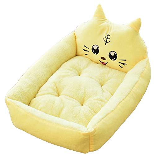 DULING - Cama mascotas,cojín para mascotas,invierno cachorros,felpa suave Fossa,parte inferior antideslizante,lavable a máquina perros grandes y medianos (tigre amarillo, XL)