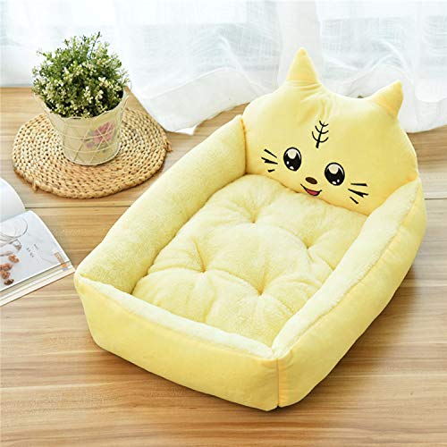 DULING - Cama mascotas,cojín para mascotas,invierno cachorros,felpa suave Fossa,parte inferior antideslizante,lavable a máquina perros grandes y medianos (tigre amarillo, XL)