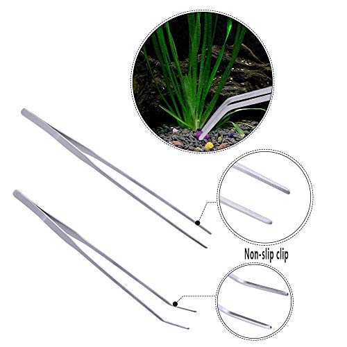 DXIA Aquarium Aquascaping Kit, 4 en 1 Acero Inoxidable Acuario Tanque Planta Pinzas Tijeras Set, Acuático Planta Pinzas Tijeras Set, Tanque Acuática Herramientas Conjuntos Pinzas Tijera Espátula