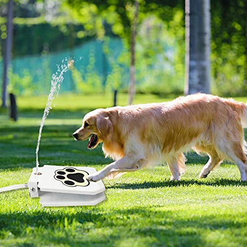 DYALYD - Fuente de agua para perros al aire libre, pedal de presión en el dispensador de agua dulce fácil activado para perros grandes y pequeños, bebida automática, manguera divisora en Y incluida