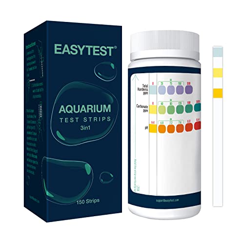 EASYTEST 3 en 1 Tiras de Prueba Acuario Kit de Prueba de Tanque de Peces para Monitoreo de Agua Salada de Agua Dulce,Carbonato Total y Dureza (GH y KH)