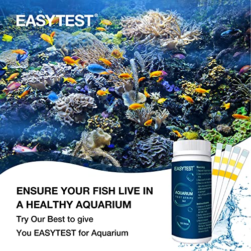 EASYTEST 3 en 1 Tiras de Prueba Acuario Kit de Prueba de Tanque de Peces para Monitoreo de Agua Salada de Agua Dulce,Carbonato Total y Dureza (GH y KH)