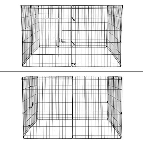 ECD Germany Parque para Animales Pequeños 124x76cm Recinto Exterior de Metal Galvanizado Resistente a la Intemperie Corredor Libre de 8 Rejillas 1 Puerta Corral Jaula para Conejos Cobayas y Gallinas