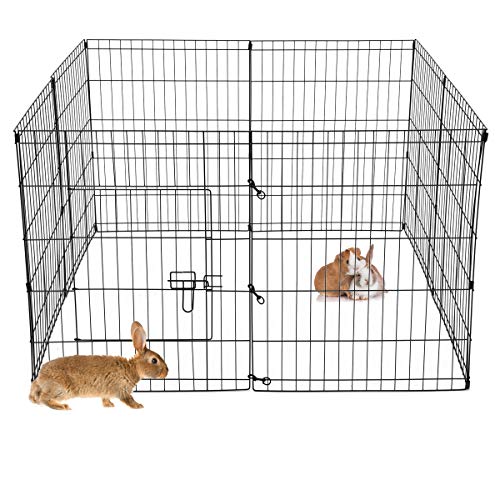 ECD Germany Parque para Animales Pequeños 124x76cm Recinto Exterior de Metal Galvanizado Resistente a la Intemperie Corredor Libre de 8 Rejillas 1 Puerta Corral Jaula para Conejos Cobayas y Gallinas